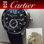 CARTIER-166 新款男士卡利博潛水系列膠帶款進口機械腕錶