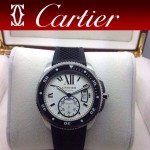 CARTIER-167 新款男士閃亮銀卡利博潛水系列膠帶款進口機械腕錶