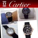 CARTIER-166 新款男士卡利博潛水系列膠帶款進口機械腕錶