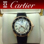 CARTIER-168 新款男士卡利博潛水系列膠帶款進口機械腕錶
