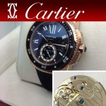 CARTIER-166 新款男士卡利博潛水系列膠帶款進口機械腕錶