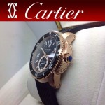 CARTIER-166 新款男士卡利博潛水系列膠帶款進口機械腕錶