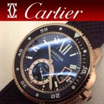 CARTIER-166 新款男士卡利博潛水系列膠帶款進口機械腕錶