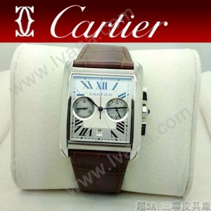 CARTIER-180 人氣男士閃亮銀休閒劉德華同款TANK MC系列石英腕錶