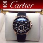 CARTIER-166 新款男士卡利博潛水系列膠帶款進口機械腕錶