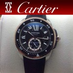 CARTIER-166 新款男士卡利博潛水系列膠帶款進口機械腕錶