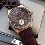 ARMANI-183 時尚潮流新款土豪金紅面男士六針設計原單皮帶款石英腕錶