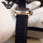 ARMANI-182 時尚潮流新款土豪金黑面男士六針設計原單皮帶款石英腕錶