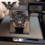 ARMANI-182 時尚潮流新款土豪金黑面男士六針設計原單皮帶款石英腕錶