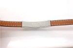 HERMES 00110 愛馬仕朋克鉚釘橙色十字紋銀面手鐲手帶