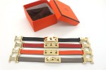 HERMES 00106 愛馬仕朋克鉚釘卡其色平紋金面手鐲手帶