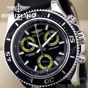 BREITLING-027 人氣熱銷單品商務男士黃色超級海洋全新棘輪硅膠帶款腕錶