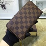 LV N60015-2 時尚新款男女通用zippy咖色棋盤格原版皮長款拉鏈錢包