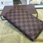 LV N60003-2 熱銷百搭經典款zippy咖色棋盤格原版皮多功能手拿包錢包