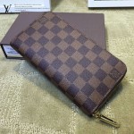 LV N60015-2 時尚新款男女通用zippy咖色棋盤格原版皮長款拉鏈錢包