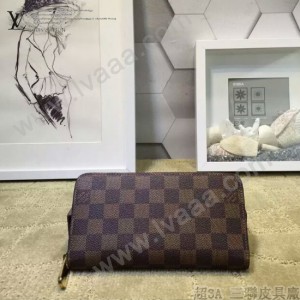 LV N60015-2 時尚新款男女通用zippy咖色棋盤格原版皮長款拉鏈錢包