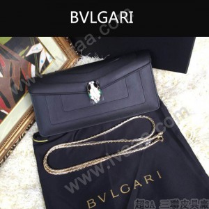 Bvlgari-0012 人氣熱銷寶格麗黑色原版皮橫款手拿單肩斜背包