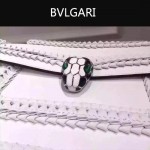 Bvlgari-002-5 時尚復古新款白色原版小牛皮手工編織蛇頭單肩斜挎包