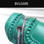 Bvlgari-002 時尚復古新款綠色原版小牛皮手工編織蛇頭單肩斜挎包