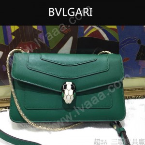 Bvlgari-006-5 名媛必備單品女士綠色原版皮單肩斜挎包