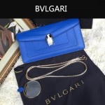 Bvlgari-0012-1 人氣熱銷寶格麗藍色原版皮橫款手拿單肩斜背包