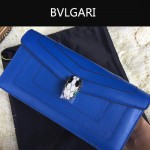 Bvlgari-0012-1 人氣熱銷寶格麗藍色原版皮橫款手拿單肩斜背包