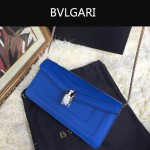 Bvlgari-0012-1 人氣熱銷寶格麗藍色原版皮橫款手拿單肩斜背包