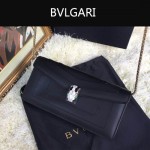 Bvlgari-0012 人氣熱銷寶格麗黑色原版皮橫款手拿單肩斜背包
