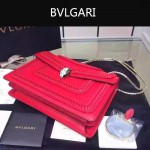 Bvlgari-002-2 時尚復古新款紅色原版小牛皮手工編織蛇頭單肩斜挎包