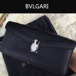 Bvlgari-0012 人氣熱銷寶格麗黑色原版皮橫款手拿單肩斜背包