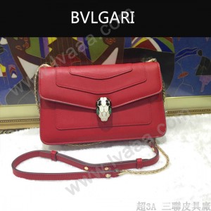 Bvlgari-006-3 名媛必備單品女士紅色原版皮單肩斜挎包