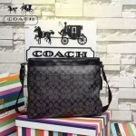 COACH 71053-2 人氣熱銷休閒黑色PVC配皮單肩斜挎包