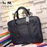 COACH 70901 新款商務男士BLEECKER系列藍色全皮手提單肩包公文包