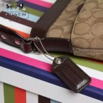 COACH 71053 人氣熱銷休閒咖啡色PVC配皮單肩斜挎包