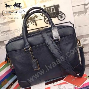 COACH 70901 新款商務男士BLEECKER系列藍色全皮手提單肩包公文包