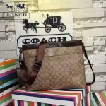 COACH 71053 人氣熱銷休閒咖啡色PVC配皮單肩斜挎包