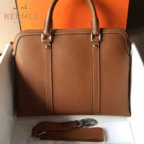 HERMES-0004 新款商務男士土黃色原版TOGO皮手提單肩包電腦包