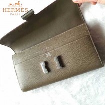 HERMES-0001 潮流新款Constance系列EPSOM卡其色原版皮手拿包長款錢包
