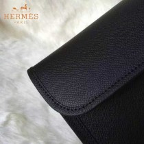 HERMES-0002-4 名媛必備Jige elan系列Epsom黑色原版皮手拿包晚宴包