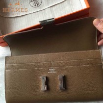 HERMES-0001-11 潮流新款Constance系列EPSOM淺咖色原版皮手拿包長款錢包