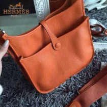 HERMES-00011-2 時尚打孔款伊夫寧系列橙色原版togo皮單肩斜挎包