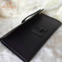 HERMES-0002-4 名媛必備Jige elan系列Epsom黑色原版皮手拿包晚宴包