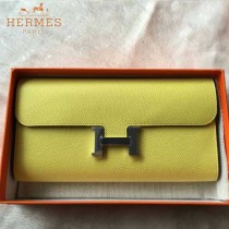 HERMES-0001-8 潮流新款Constance系列EPSOM黃色原版皮手拿包長款錢包