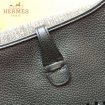 HERMES-00011-7 時尚打孔款伊夫寧系列黑色原版togo皮單肩斜挎包