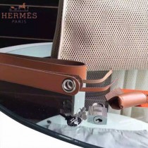 HERMES-0007-12 時尚新款herbag系列原單編織帆布配土黃色牛皮大號手提單肩包