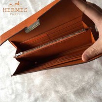 HERMES-0001-2 潮流新款Constance系列EPSOM橙色原版皮手拿包長款錢包