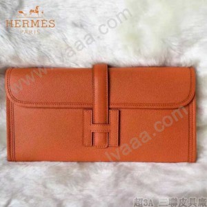 HERMES-0002-7 名媛必備Jige elan系列Epsom橙色原版皮手拿包晚宴包