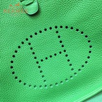 HERMES-00011-5 時尚打孔款伊夫寧系列綠色原版togo皮單肩斜挎包