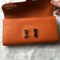 HERMES-0001-2 潮流新款Constance系列EPSOM橙色原版皮手拿包長款錢包