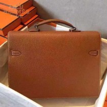 HERMES-00010 時尚經典款男士土黃色原版togo皮手提公文包